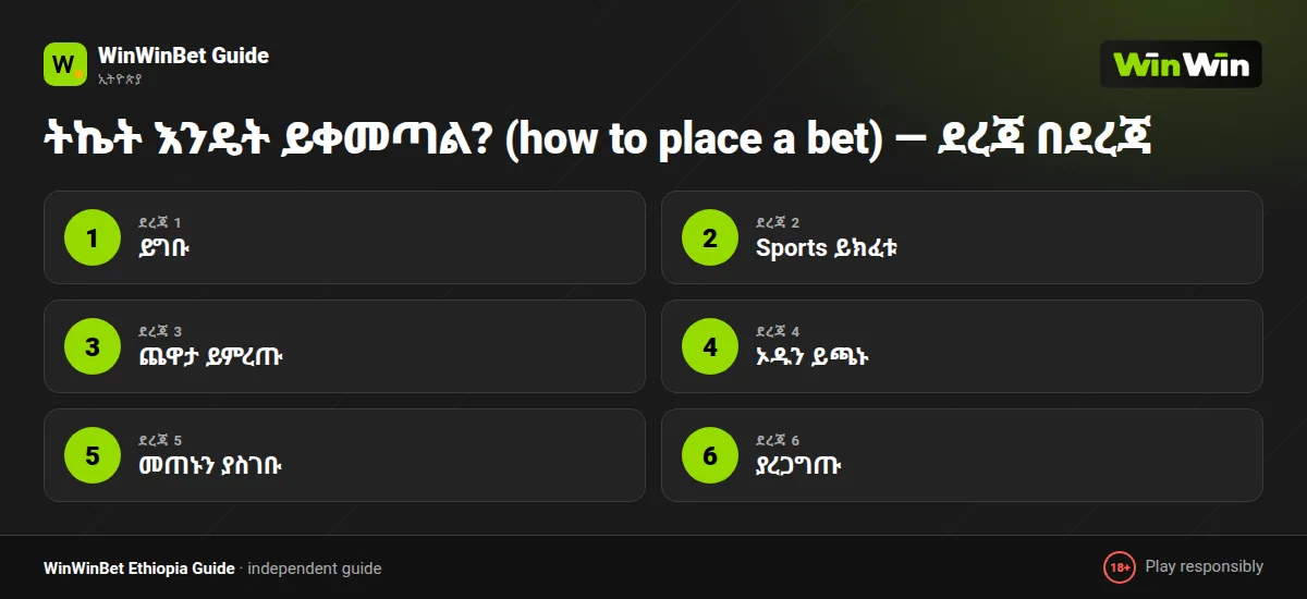 ትኬት እንዴት ይቀመጣል? (how to place a bet) — ደረጃ በደረጃ